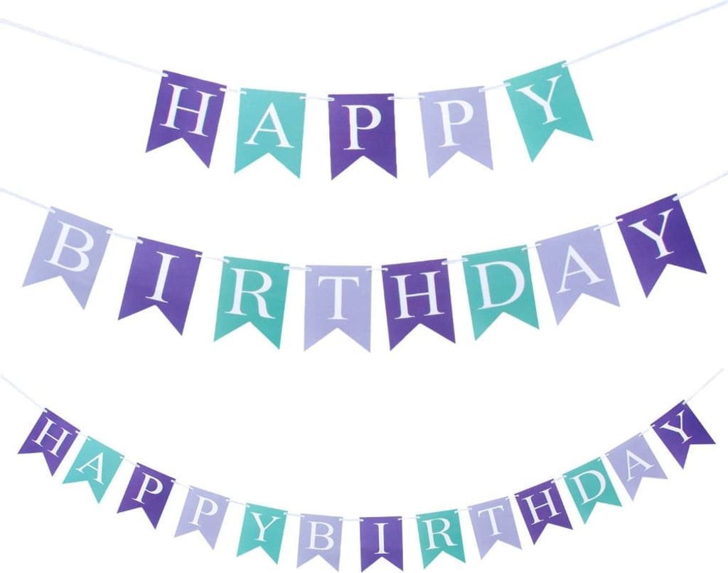 Oblique Unique Happy Birthday Girlande Banner 2m Geburtstag Produktbild 