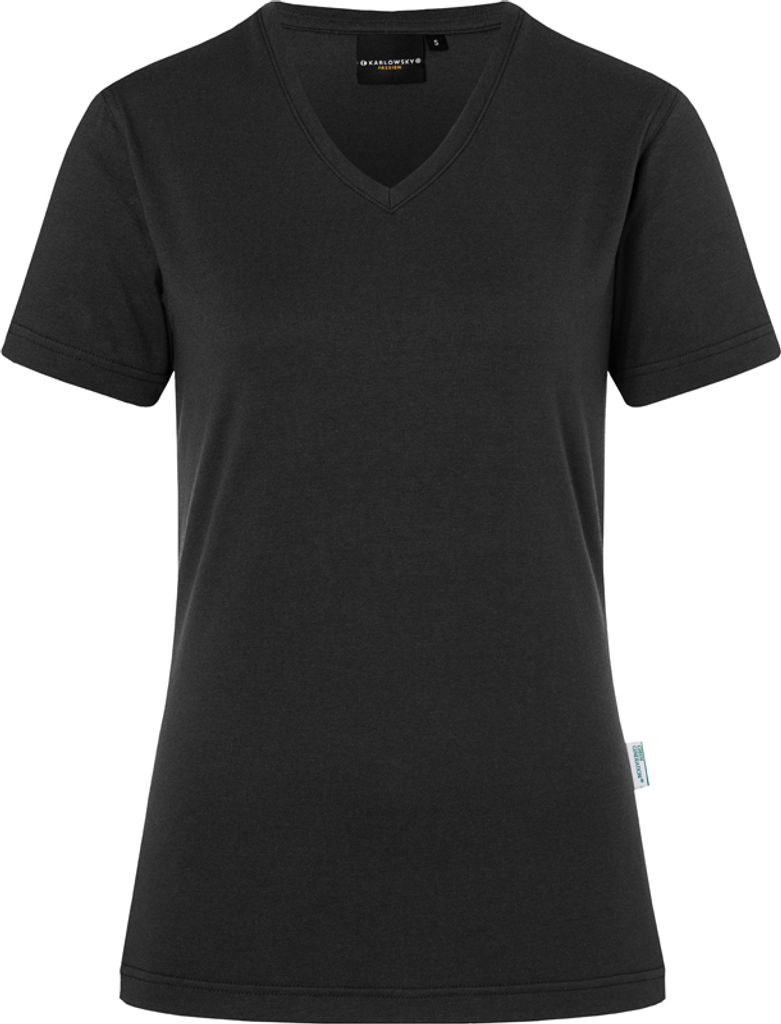 KARLOWSKY Damen T-Shirt CASUAL-FLAIR V-Neck Modern Schwarz L