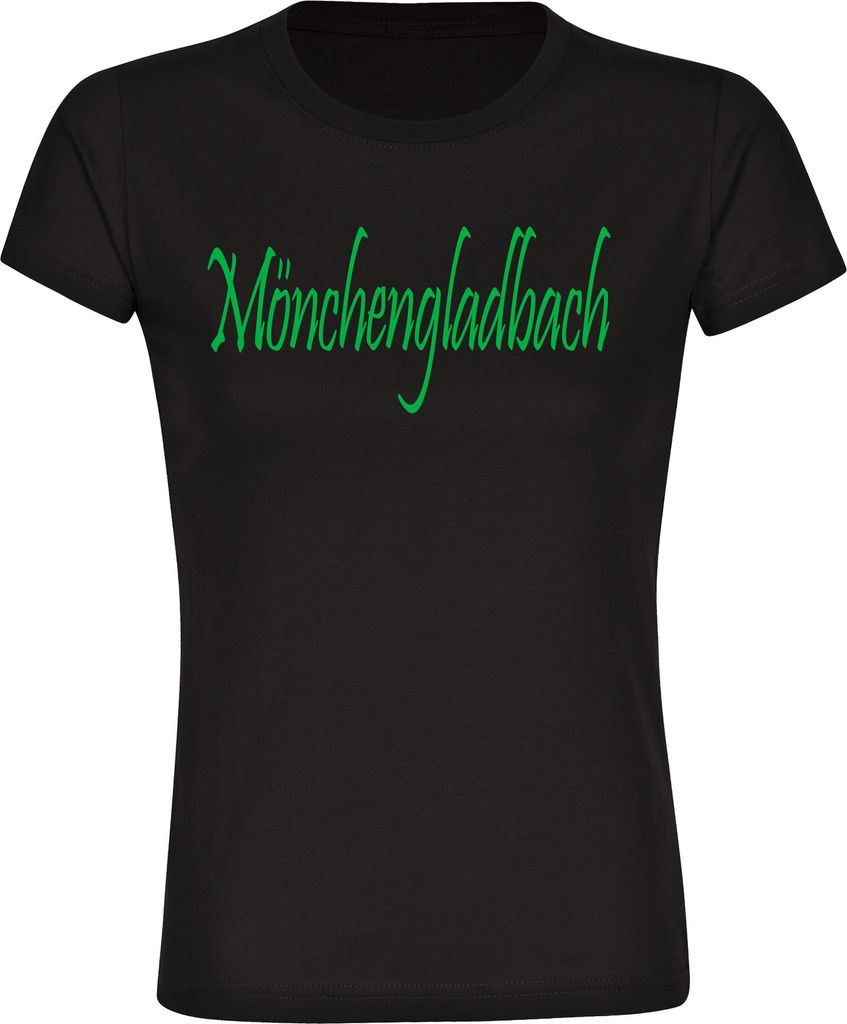 multifanshop Damen T-Shirt - Mönchengladbach - Schriftzug, schwarz, Größe XL