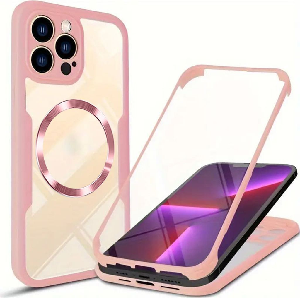 Techsuit ColorVerse 360 Hülle mit Schutzfolie und MagSafe für Apple iPhone 13 Pro Max - Rosa