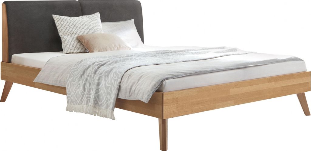 HASENA Bett Simone 25 Eiche bianco Polsterkopfteil smoke 160x200