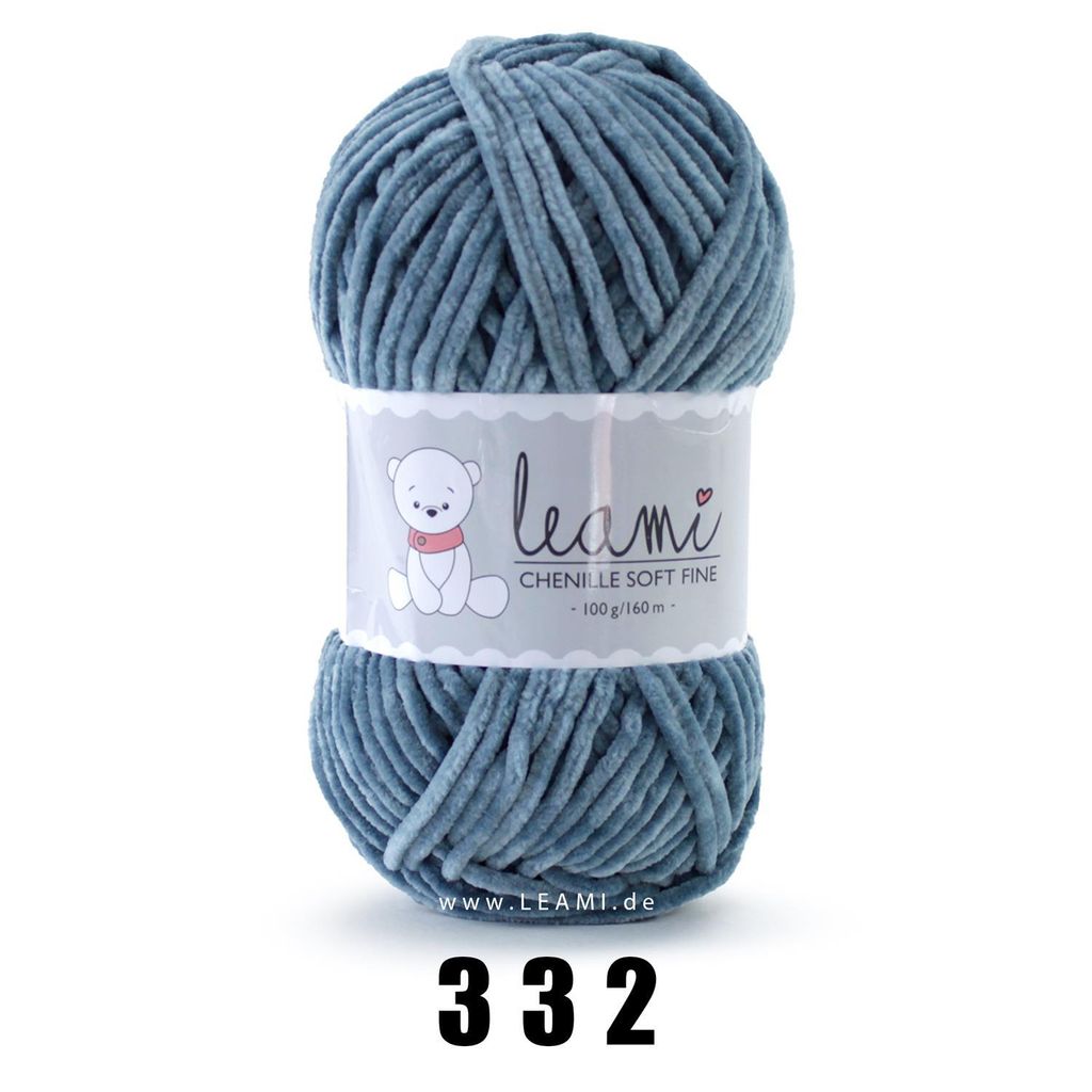 LEAMI Chenille soft FINE (100g/160m) 332 graublau