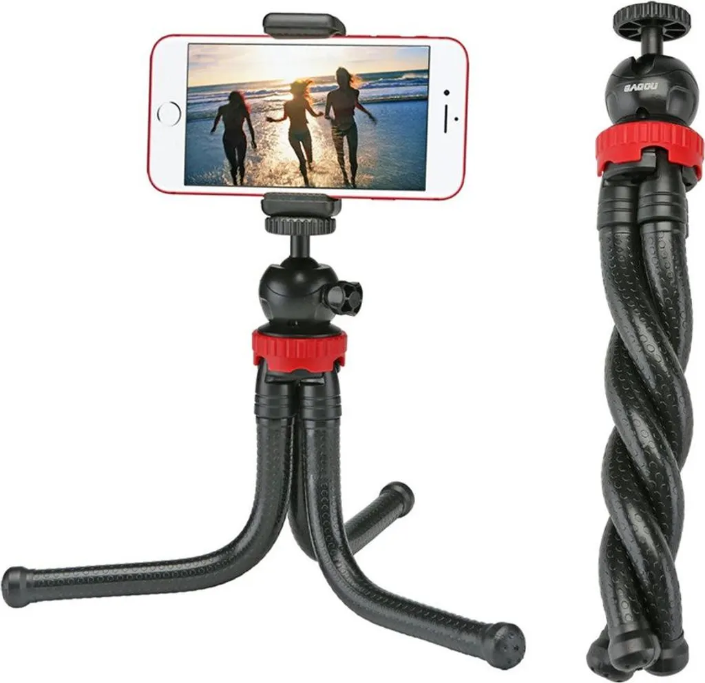 Support trépied flexible noir pour perche à selfie et smartphone 15cm