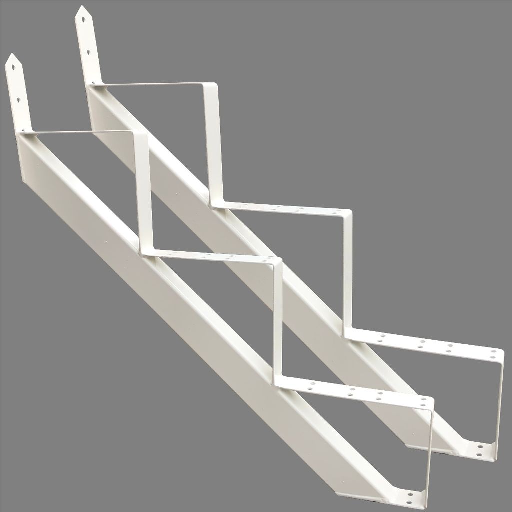 Treppenrahmen 3 stufig Stahl-Treppe Weiss Treppenholm Geschosshöhe 53cm