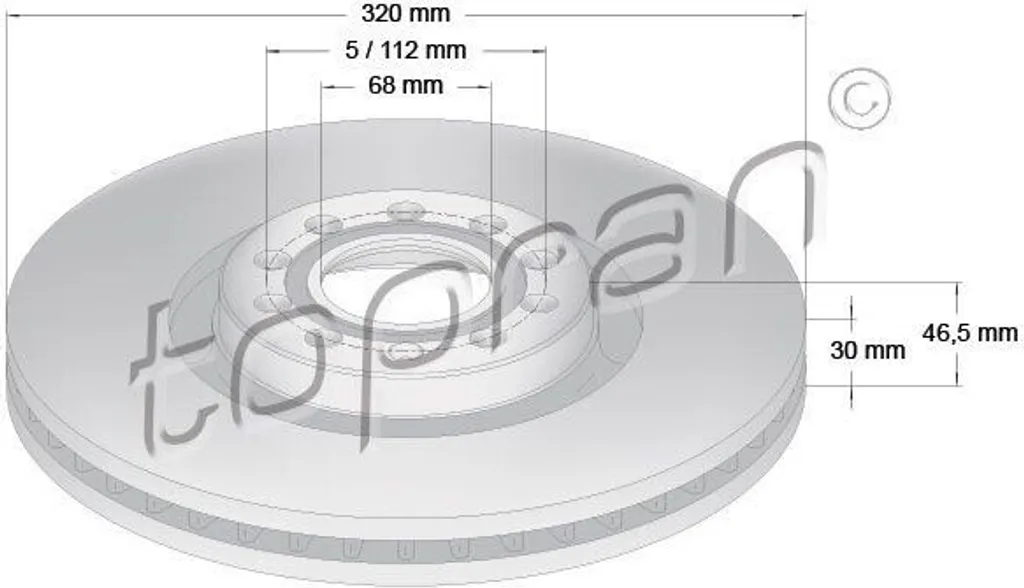 TOPRAN 110432 Disque Frein Avant 8D0615301K : Freinage Sécurisé Audi