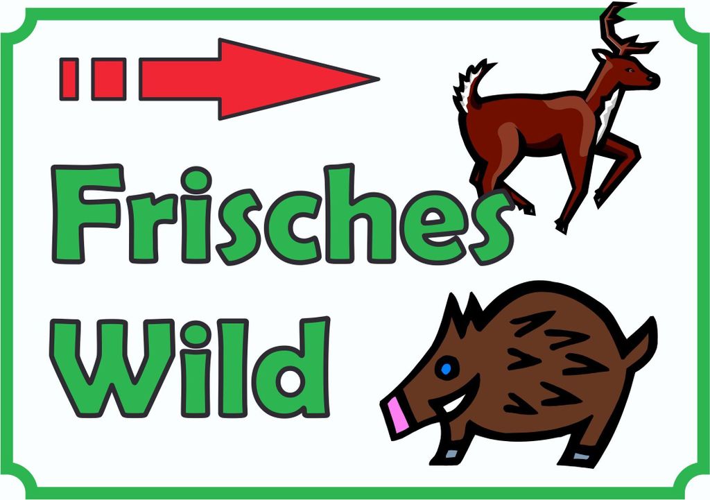 Verkaufsschild Schild Frisches Wild rechts A5 (148x210mm)