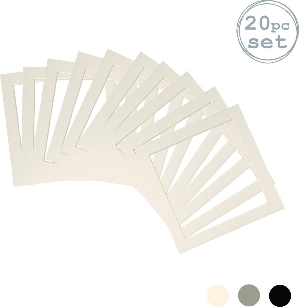 Nicola Spring 20pc Bild Photo Mounts Set - To Fit Frame-Größe 8 x 8 für Bildgröße 6 x 6 - Ivory