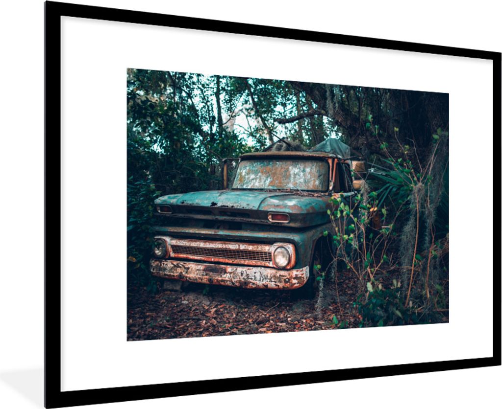 MuchoWow MuchoWow Gerahmtes Poster Oldtimer - Auto - Florida 90x60 cm - Poster mit zchwarzem Bilderrahmen - Wanddekoration - Fotos