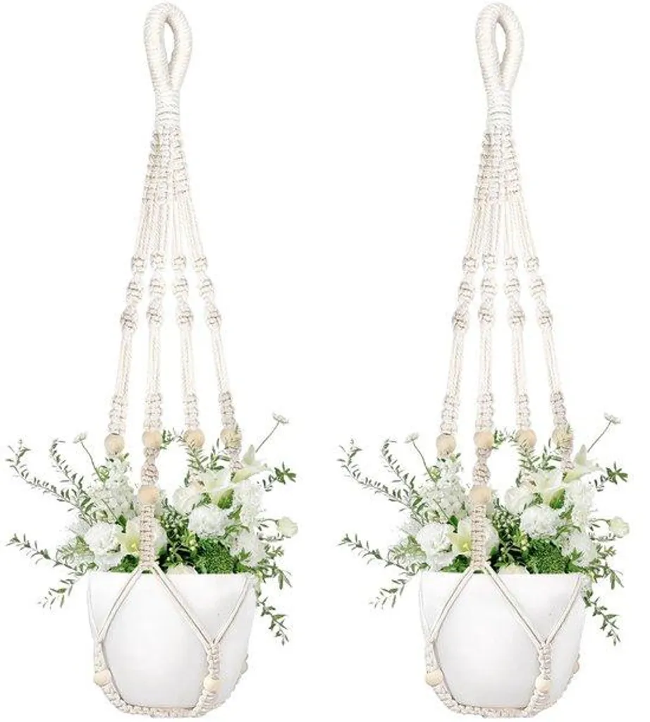 Panier suspendu bohème 89 cm en coton tressé lot de 2 haute qualité
