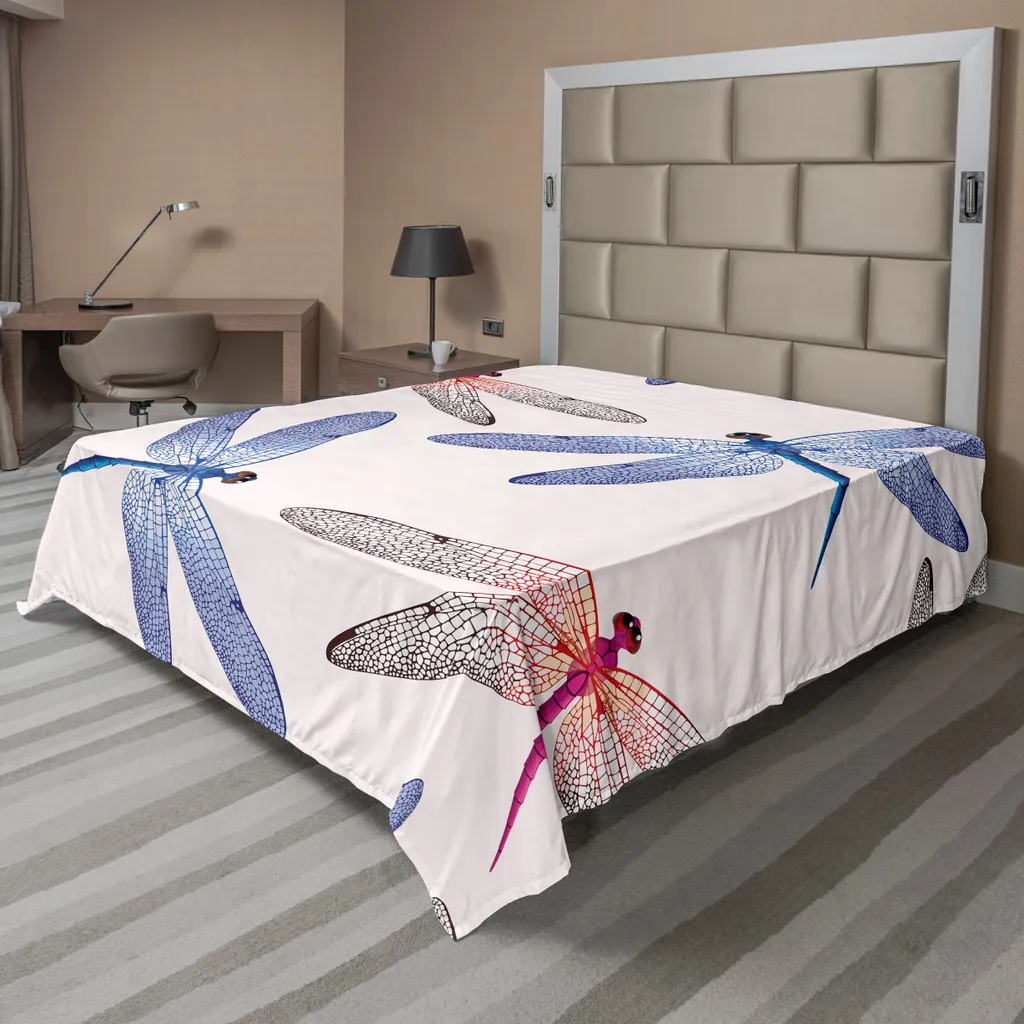 Lenzuolo ABAKUHAUS Libelle 266x260 - Stampa Retrò Rosa Blu per Letto