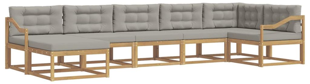 vidaXL Outdoor-Sofagarnitur mit Kissen 7 pcs Weiß und Hellgrau