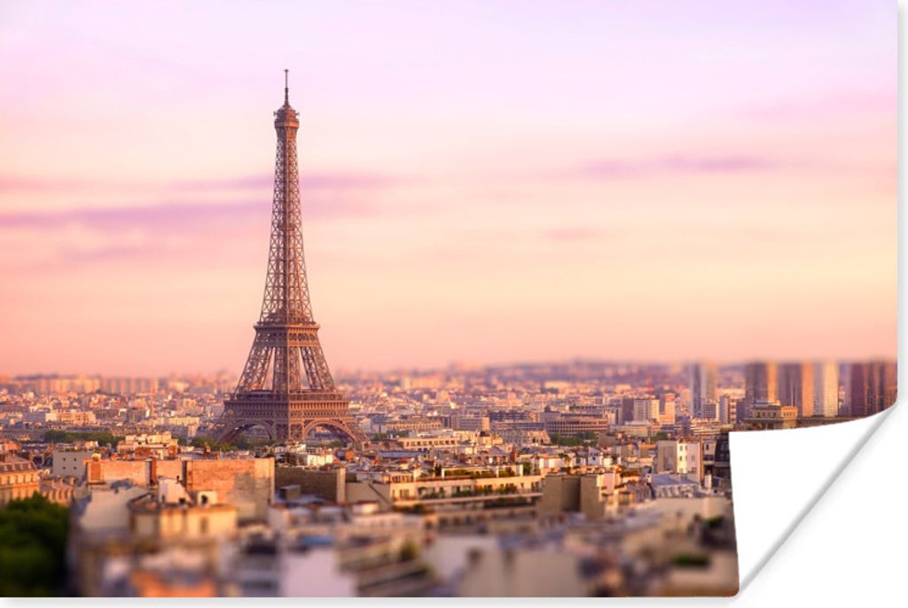 MuchoWow Poster Blick über Paris mit dem überragenden Eiffelturm 180x120 cm - Fotoplakat