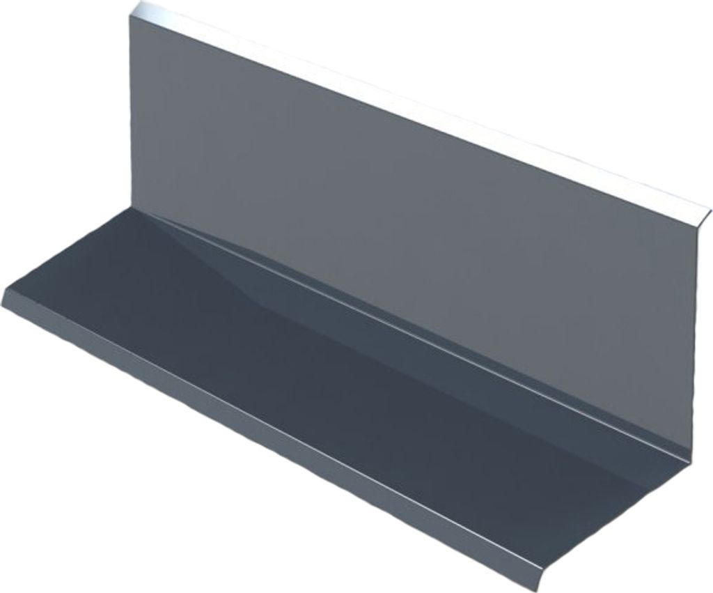 A 3D rendering of a metal profile, likely a wall connection piece.