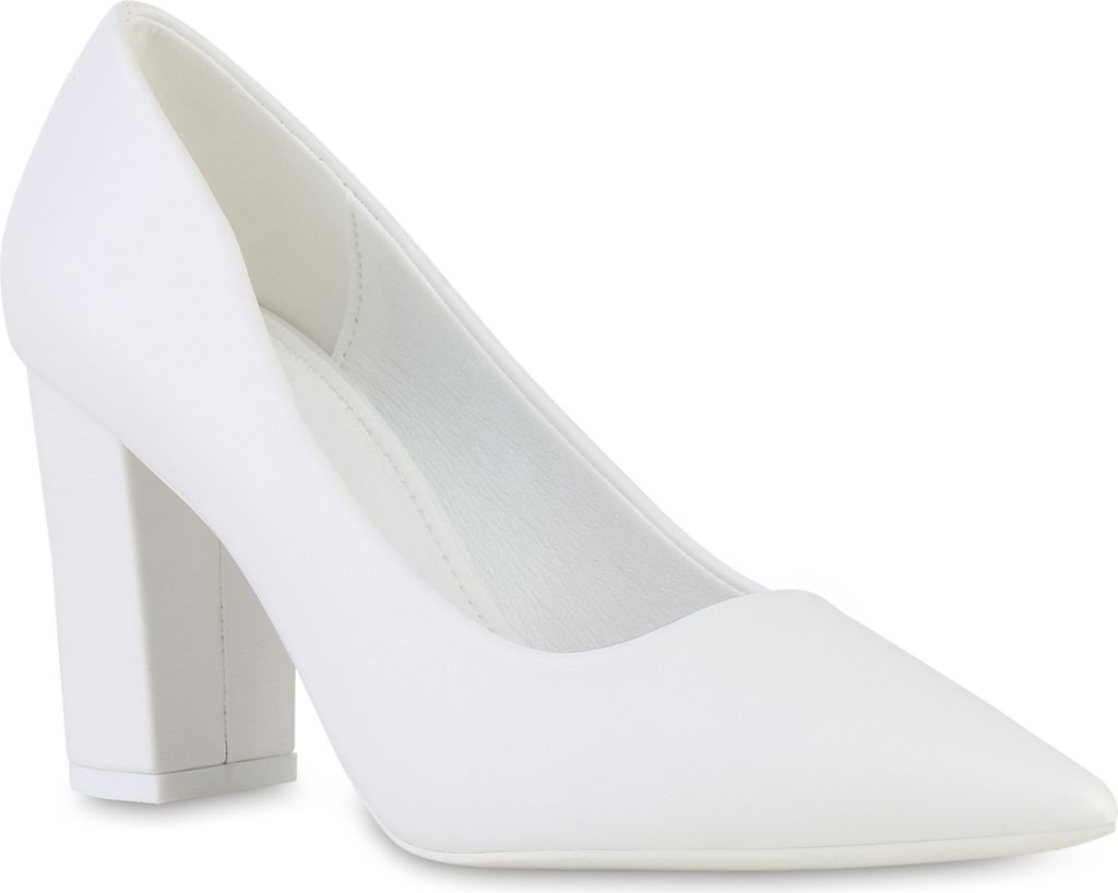 VAN HILL Damen Spitze Pumps Elegante Klassische Schuhe 841389, Farbe: Weiß, Größe: 38