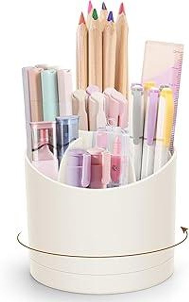 Stifte Organizer,360 Grad Drehbarer Schreibtisch Organizer,Nordischer Stil Stiftehalter Becher,Moderner Büro Schreibtisch Organizer mit 7 Fächern...