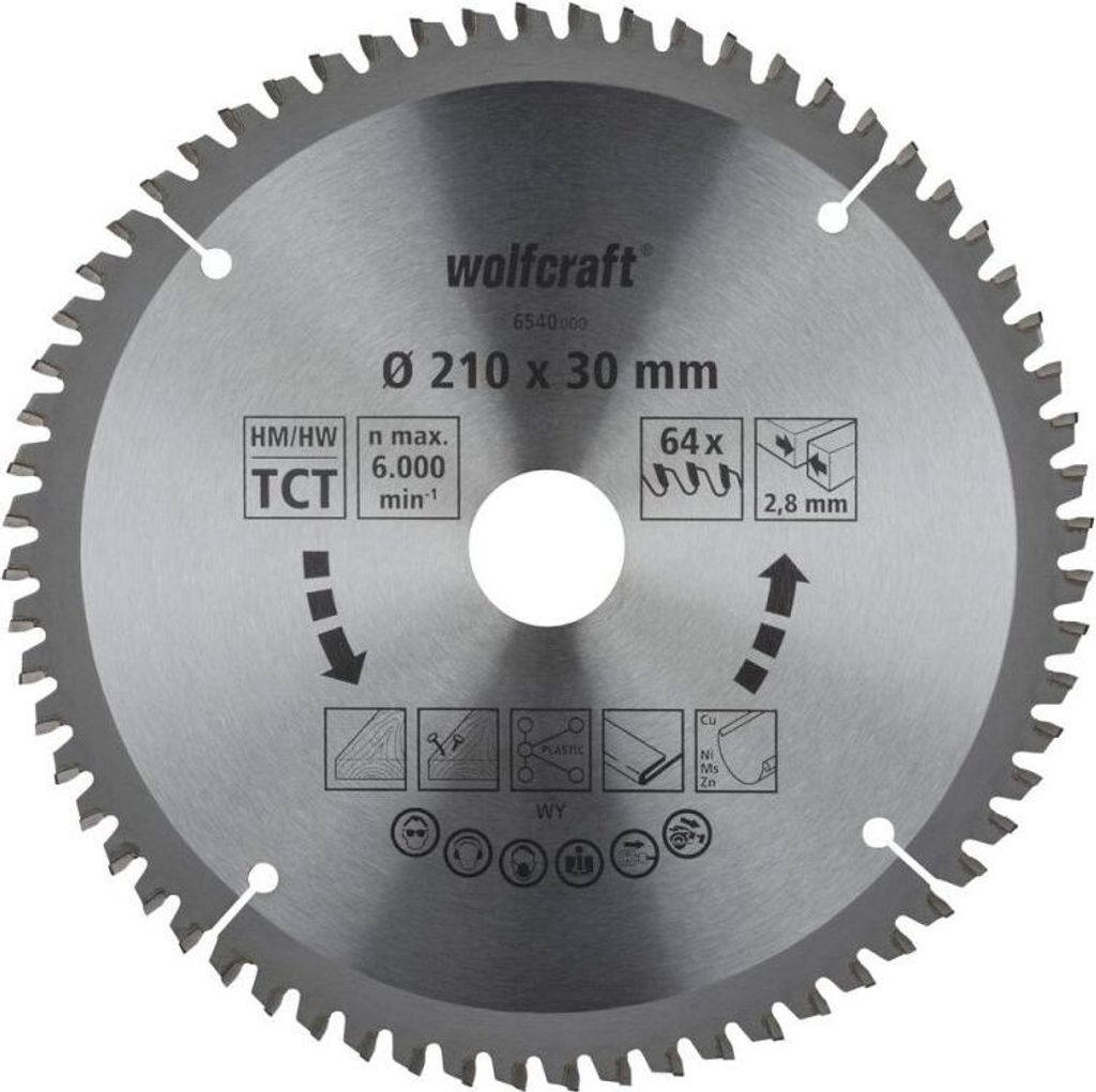 wolfcraft 1 Kapp/Gehr.sägeblatt HM 64 Zähne ø210mm - 6540000