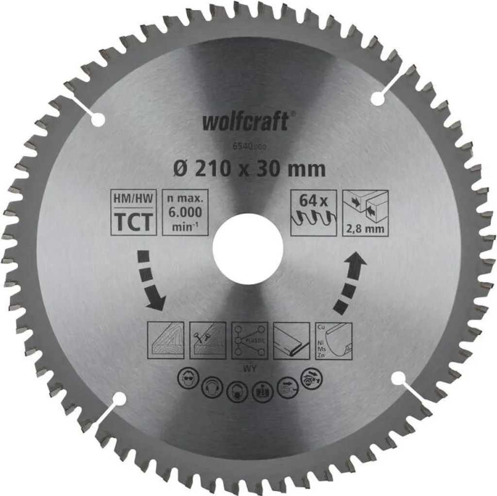 Disque de scie circulaire 210mm 64 dents carbure pour bois dur