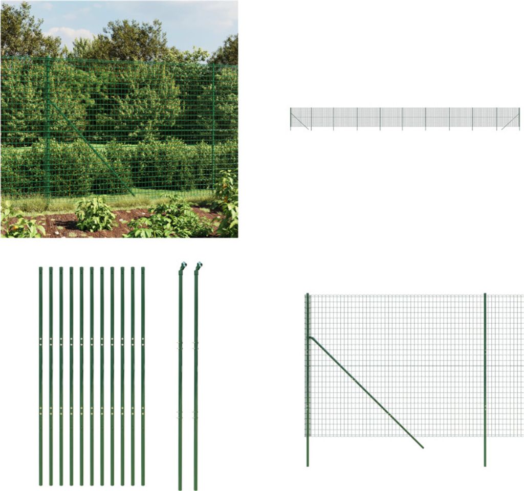 vidaXL Maschendrahtzaun Grün 2,2x25 m Verzinkter Stahl - Maschendrahtzaun - Maschendrahtzäune - Gartenzaun - Maschendraht
