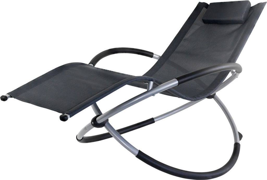 Garten Liegestuhl Schaukelliege Campingliege Strandliege Sonnenliege Gartenliege Gartenstuhl Klappstuhl Liege Klappbar Faltbar Relaxliege Anthrazit...