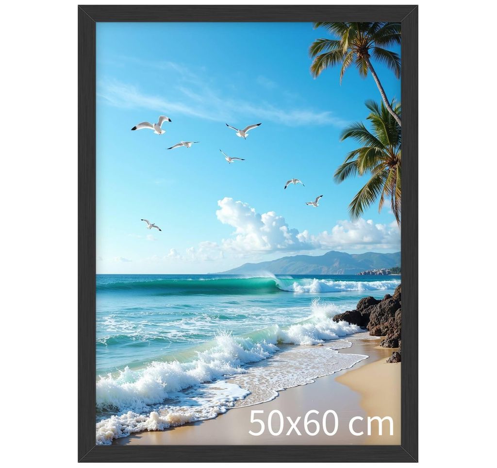 Bilderrahmen 50x60 Schwarz, Holz MDF Rahmen mit Produktbild 
