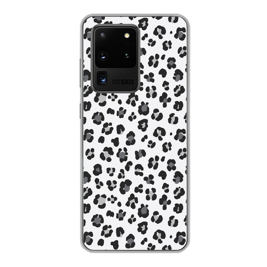 MuchoWow Handyhülle Schutzhülle Hülle für Samsung Galaxy S20 Ultra Panther Druck - Grau - Abstrakt Silikon Softcase Handy Hülle - Karteninhaber