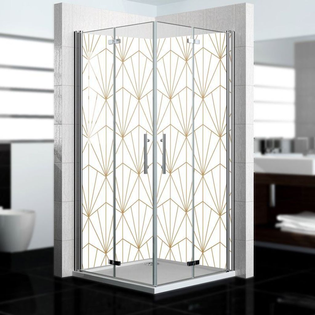 dedeco Eck-Duschrückwände Aluminium wasserfest Motiv: Abstrakt V10, Nano-Protect seidenmatt, 2 x 90x200x0,3cm, Badrückwand, Fliesenersatz fugenl...