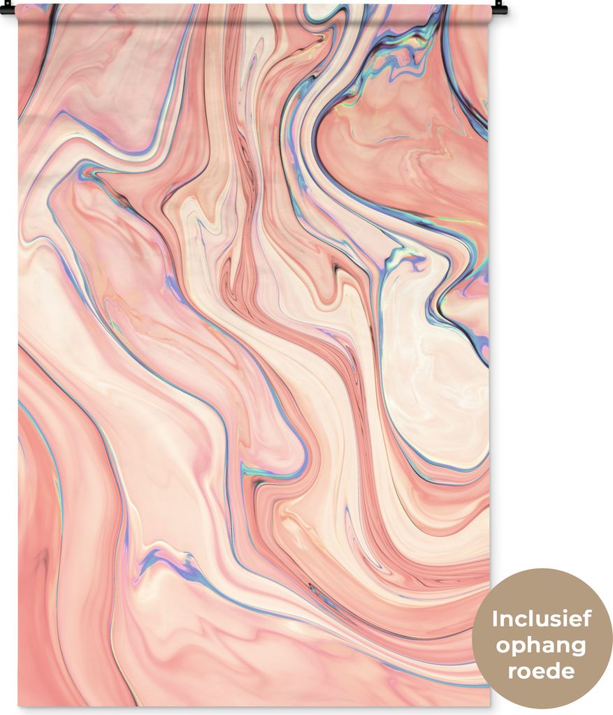 MuchoWow Wandteppich Wandbehang Marmor - Pastell - Rosa - Blau - Marmoroptik - Abstrakt 120x180 cm Tapisserie Dekoration Wandtuch - Schlafzimmer ...