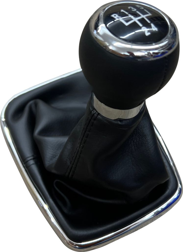 Sport Schaltknauf Knauf + Schaltmanschette Schwarz Chrom 5-Gang für VW Golf 4