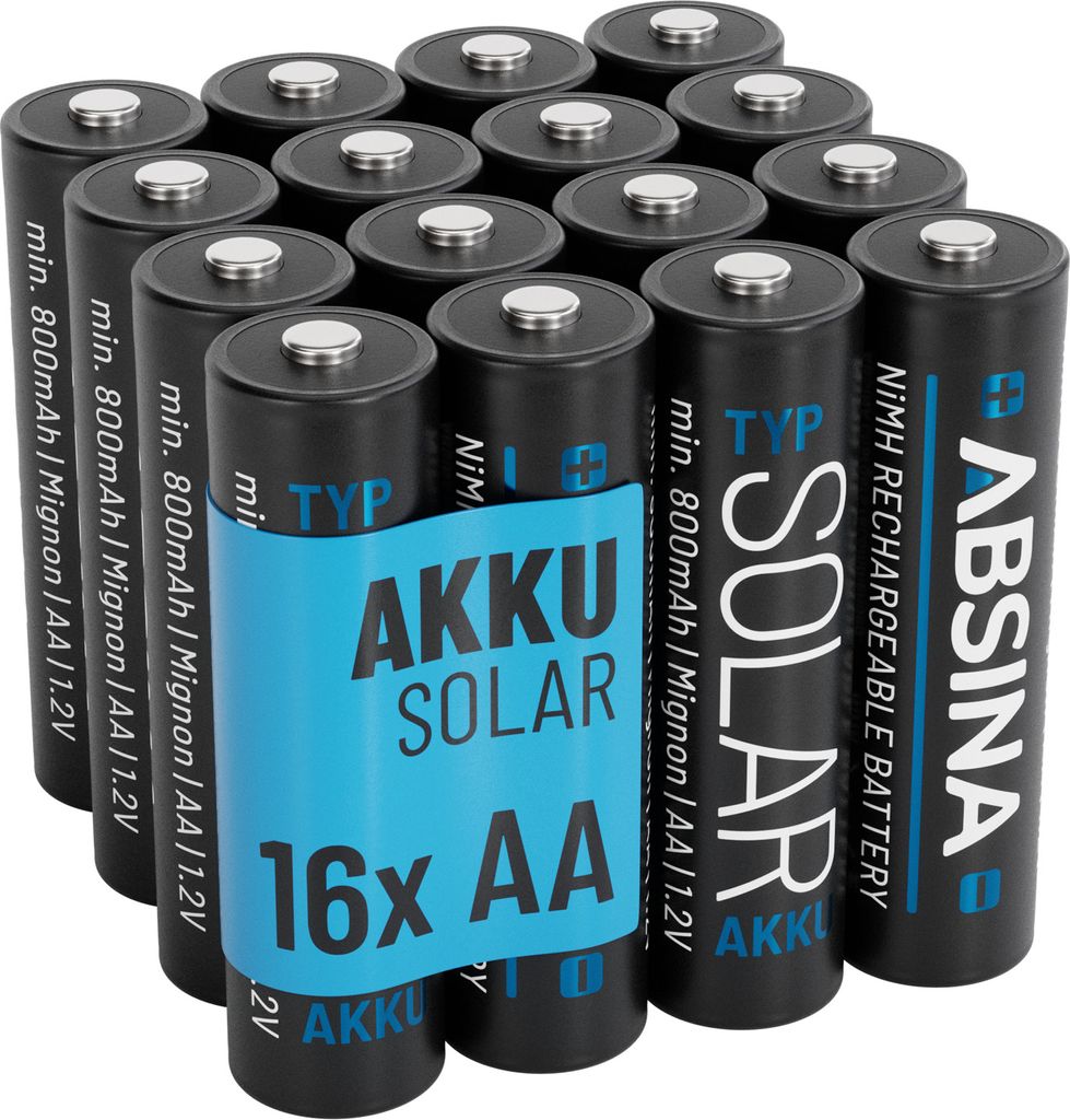 ABSINA Akku AA Solar NiMH 1.5V Typ 800 16er Pack