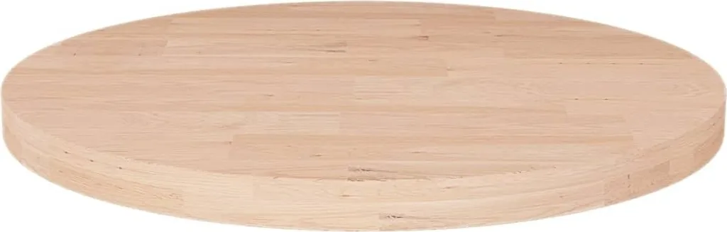 Piano Tavolo Rotondo Ø50x2,5 cm Rovere Massiccio Naturale Grezzo