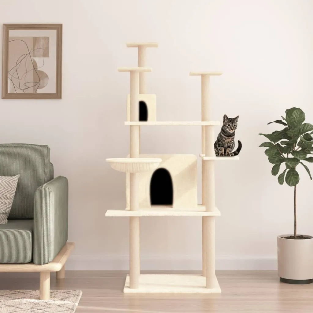 Design Nuovo Albero da Graffio con Grattatoi in Sisal Crema 166 cm - Alberi da Graffio Mobili2025 CHY8851442 1pacco