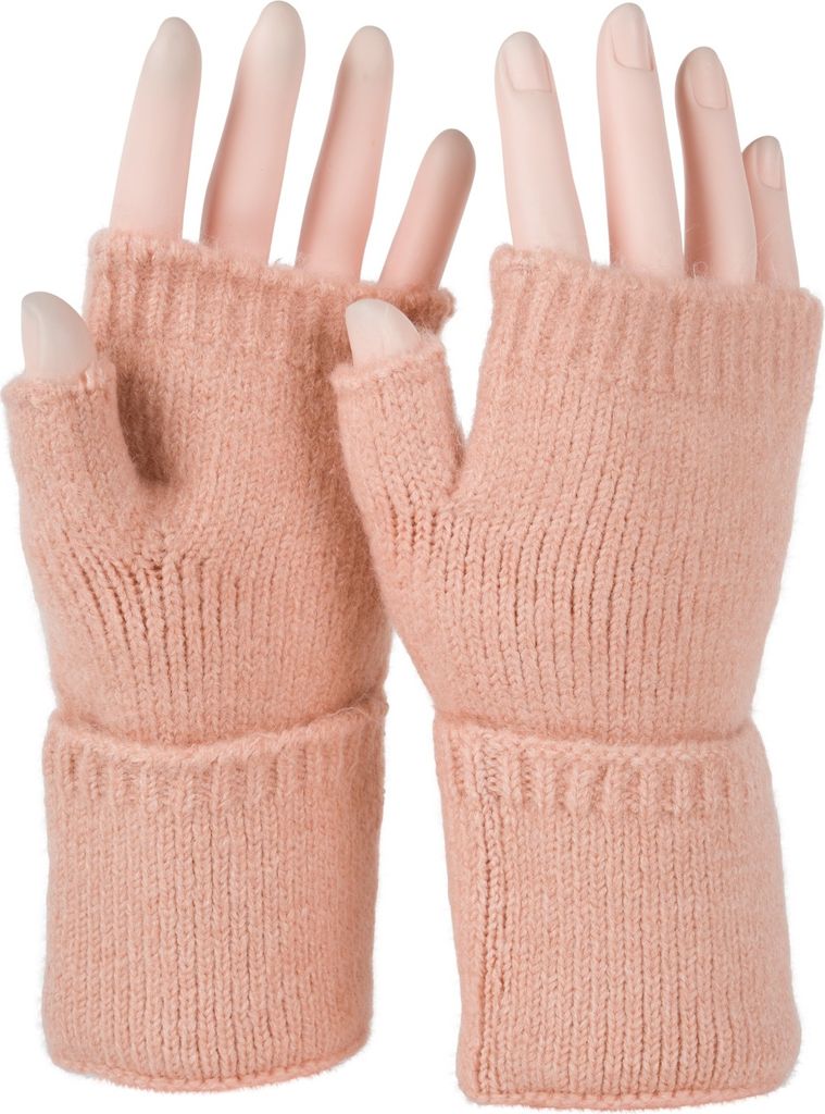 styleBREAKER Damen Fingerlose Strickhandschuhe Einfarbig mit Bund, warme Winter Handschuhe 09010052