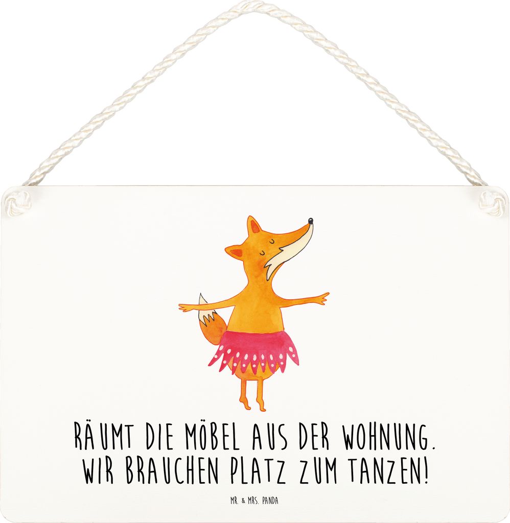 Mr. & Mrs. Panda Schild Fuchs Ballerina DIN A5 - Transparent - Geschenk, Türschild, Party, Wandbild Holz, Ballett, Holzschild, kleine aufmerksamke...