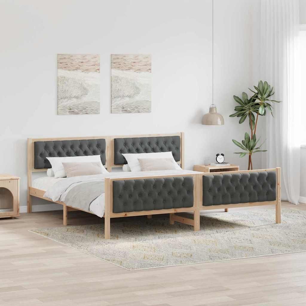 Maison Exclusive - Bettrahmen Dunkelgrau 200 x 200 cm Massives Kiefernholz