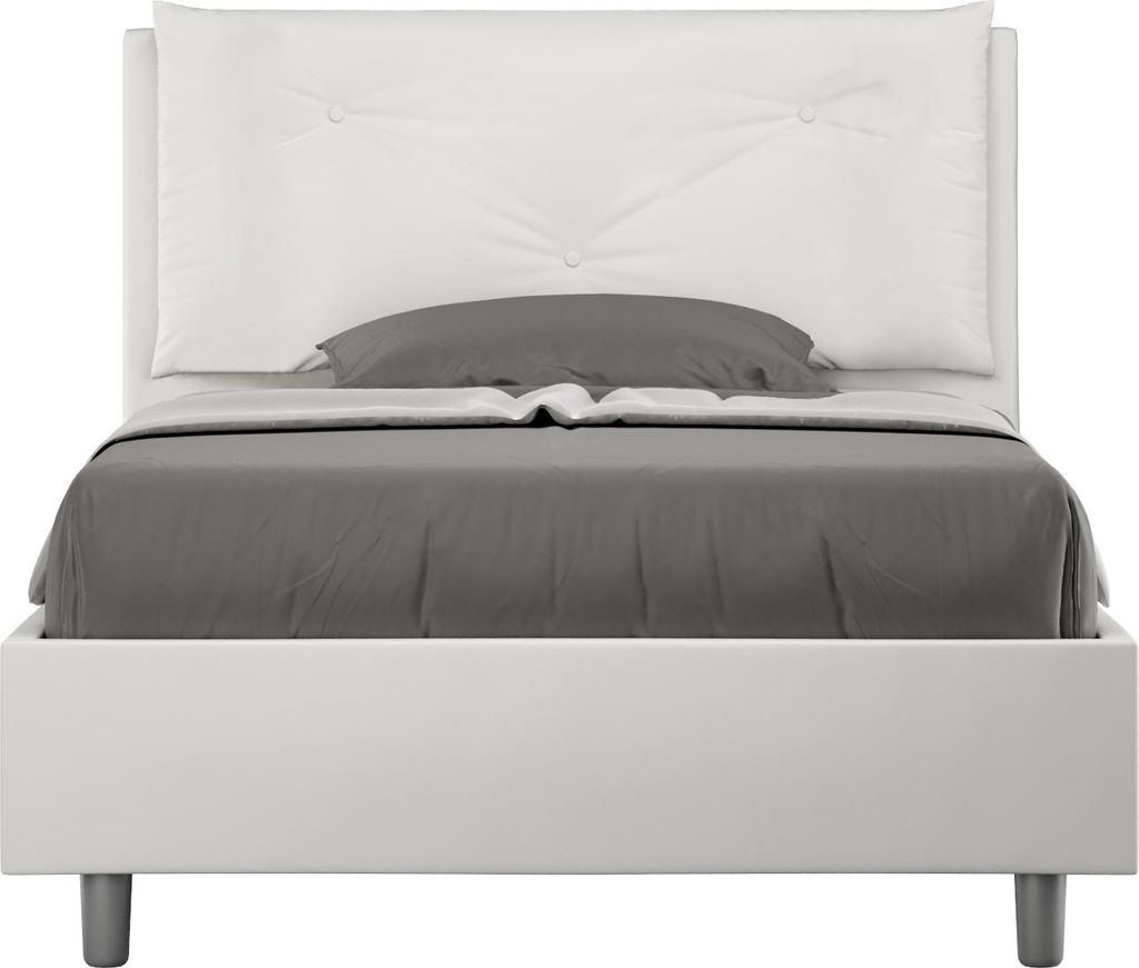 ITYHOME - Gepolstertes Bett mit Bettkasten 120x210 mit Kunstlederbezug Weiß Appia Large