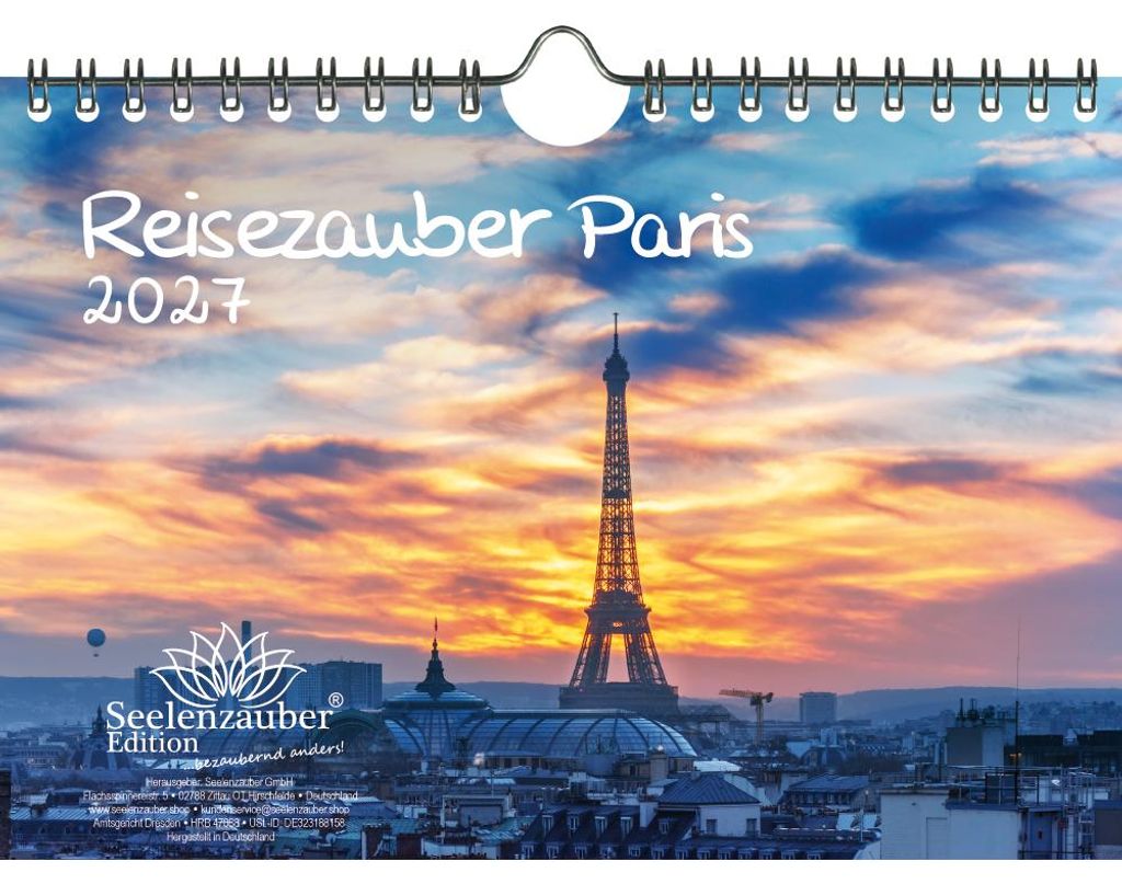 Reisezauber Paris DIN A5 Kalender für 2027 Urlaub Frankreich - Seelenzauber