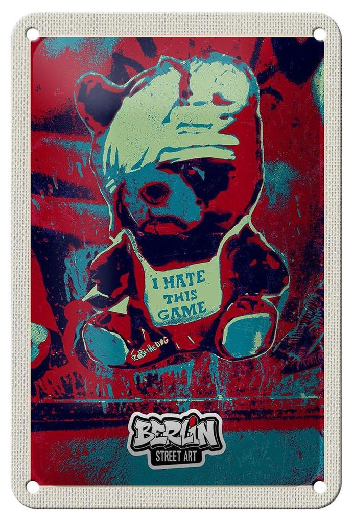 Blechschild Reise 12x18cm Berlin Graffiti I hate this Game Produktbild 