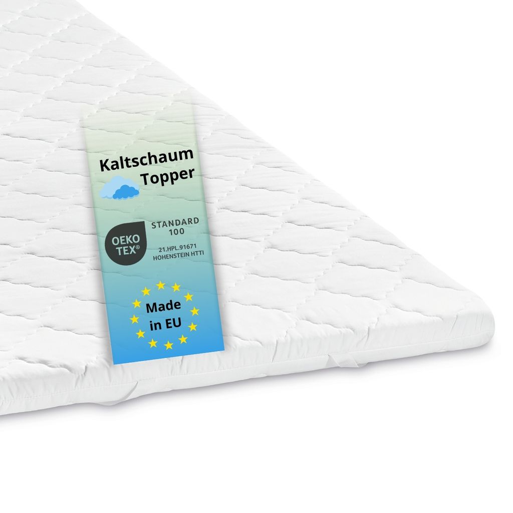 ergonomischer Kaltschaum Topper, 100 x 200 cm, für alle Matratzen, Bodyprotect