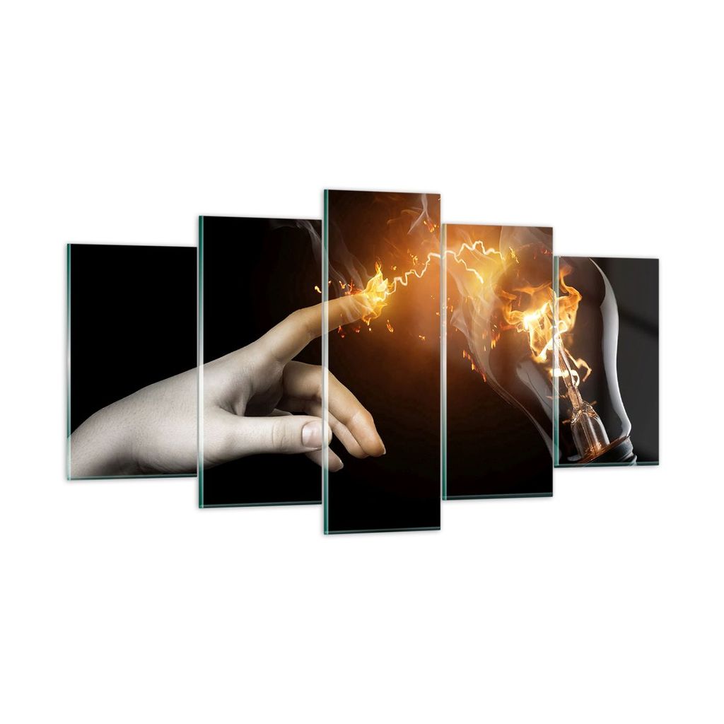 Bilder auf glas - Hand Licht Flammen - 160x85cm - Glasbilder - Wandbilder - Kunstdruck - zum Aufhängen bereit - Wanddekoration aus Glas - Glas Bil...