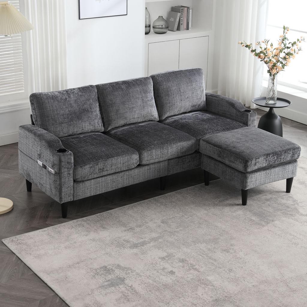 okwish Relaxsofa,4-Sitzer Sofa mit Hocker & Produktbild 