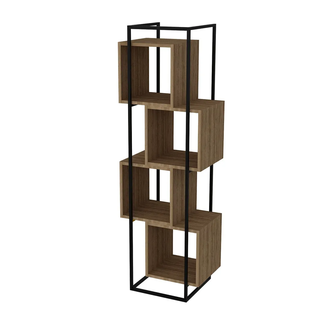 Petite Bibliothèque Prada Gain de Place 52cm - Noyer et Noir Robuste - 3