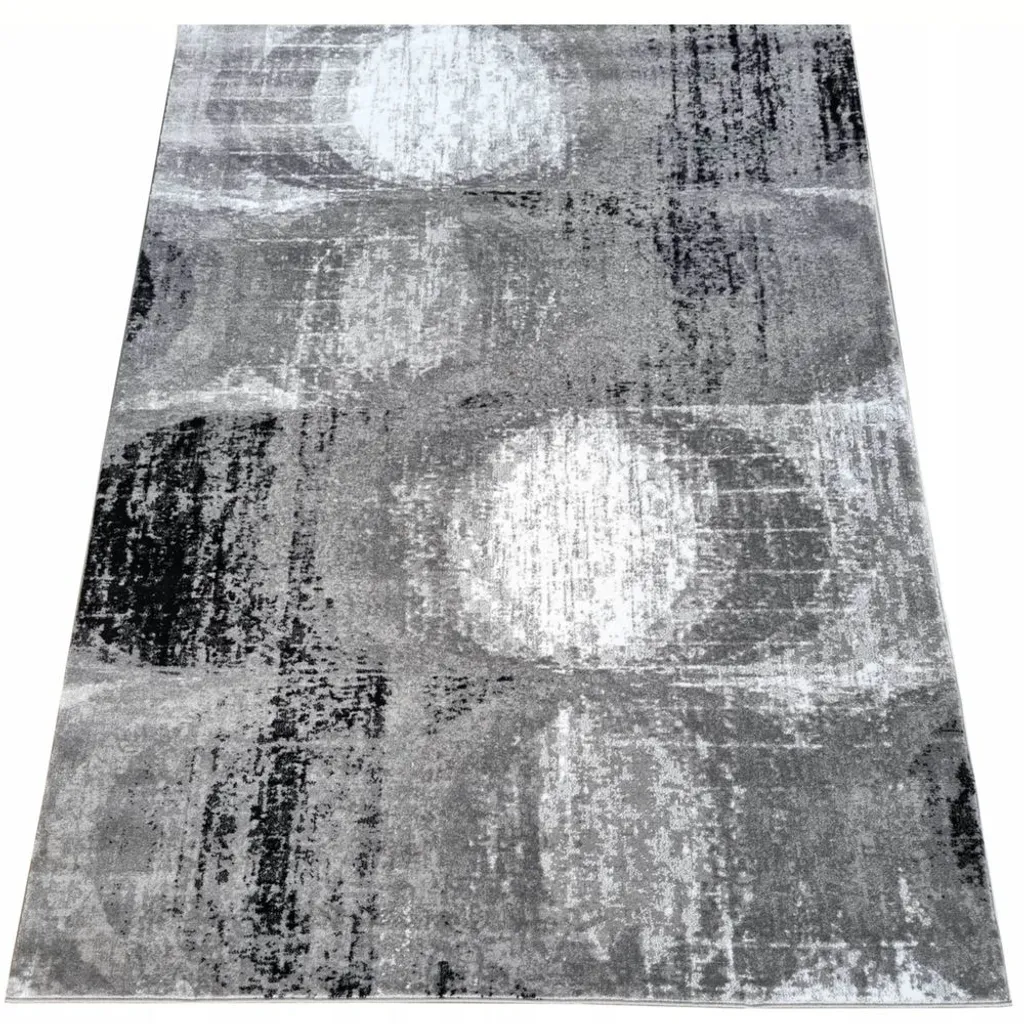 Grand tapis de salon 140x190 Demian - Décoration abstraite moderne gris