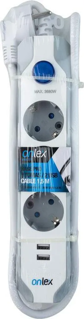 Multiprise avec interrupteur Onlex Pro-basis 3 prises et ports USB