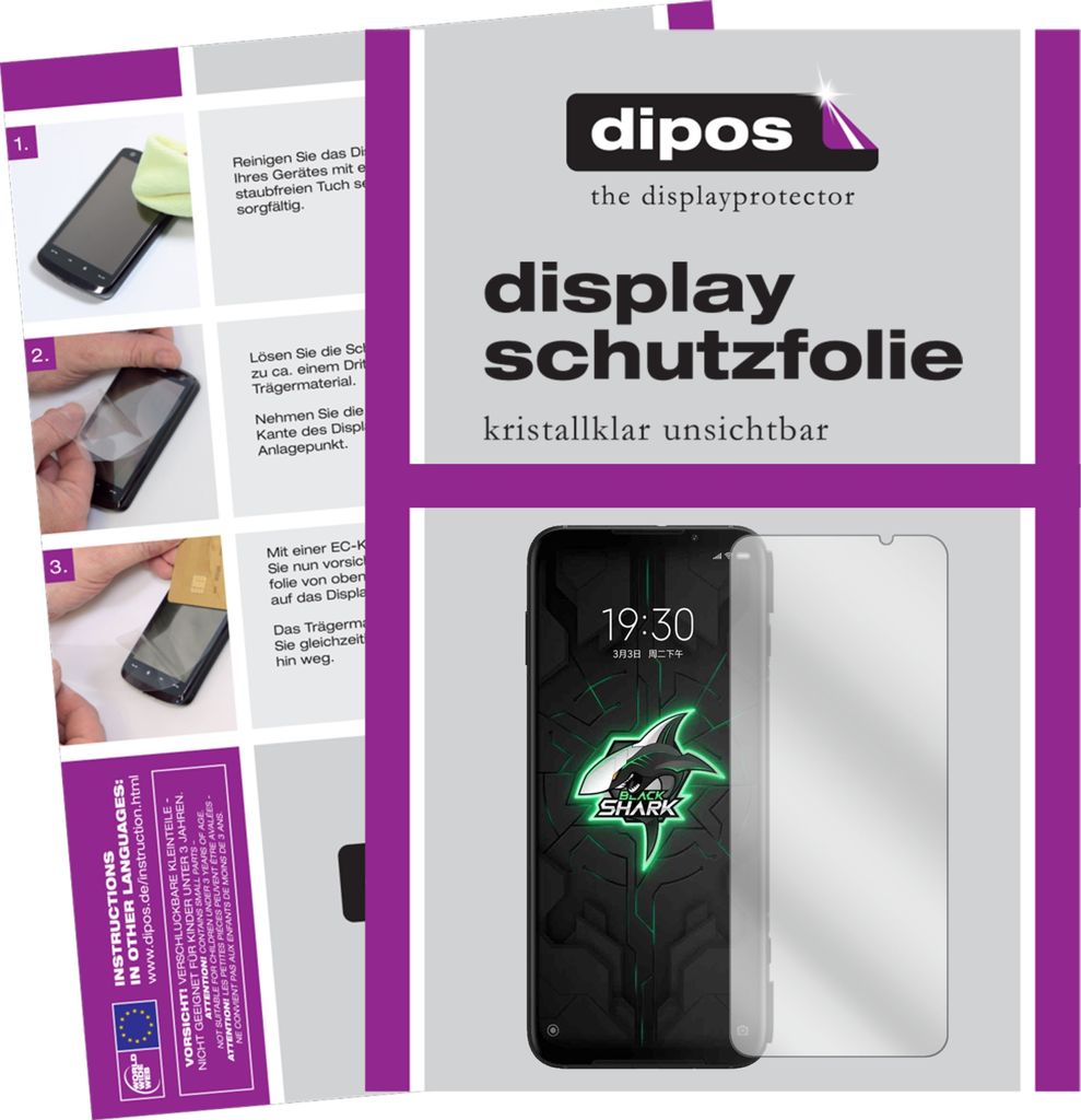 2x Schutzfolie für Xiaomi Black Shark 3 klar Displayschutzfolie Folie Display Schutz dipos