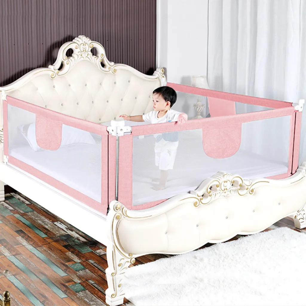 Barrière de sécurité pour lit enfant 180 cm - Anti-chute Rose réglable