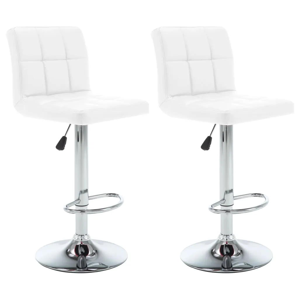 Sgabelli da Bar Regolabili vidaXL Bianco Similpelle - Set da 2 Pz - 2