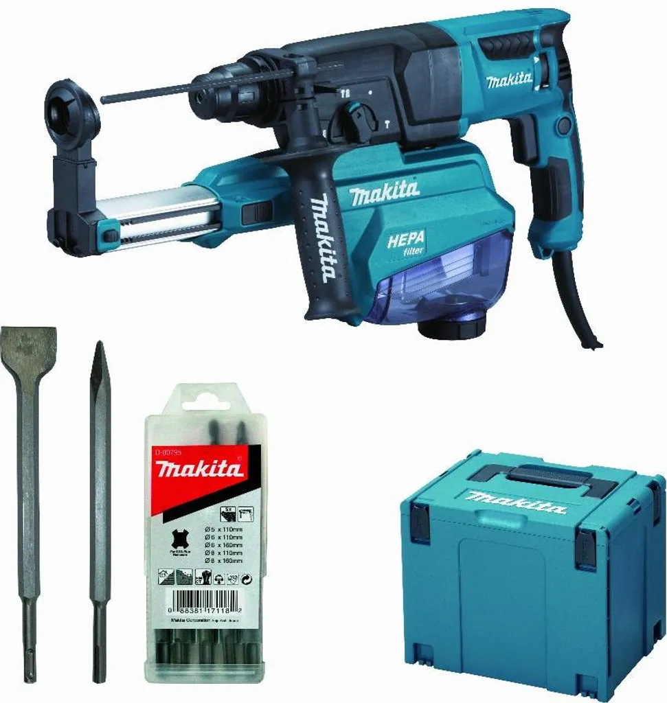 Perforateur burineur Makita HR2652JX14 800W 26mm avec kit accessoires