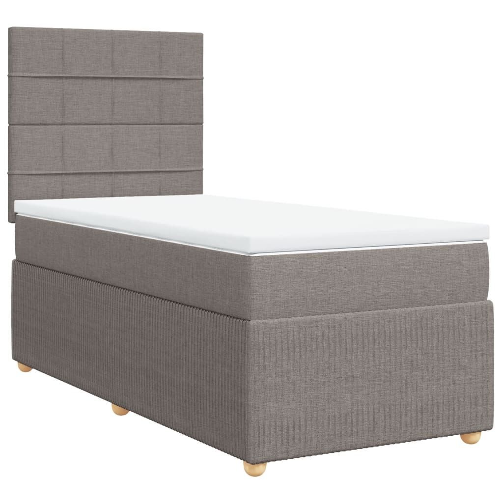 vidaXL Boxspringbett mit Matratze Taupe 100x200 cm Stoff
