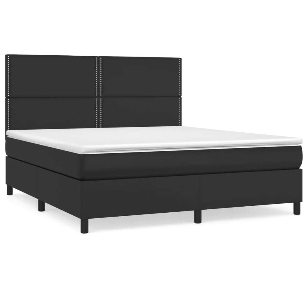 "im Sonderangebot"Boxspringbett Modernes/Doppelbett - Polsterbett Erwachsene/r /Kind - mit Matratze Schwarz 180x200cm Kunstleder - Klassische Bette...