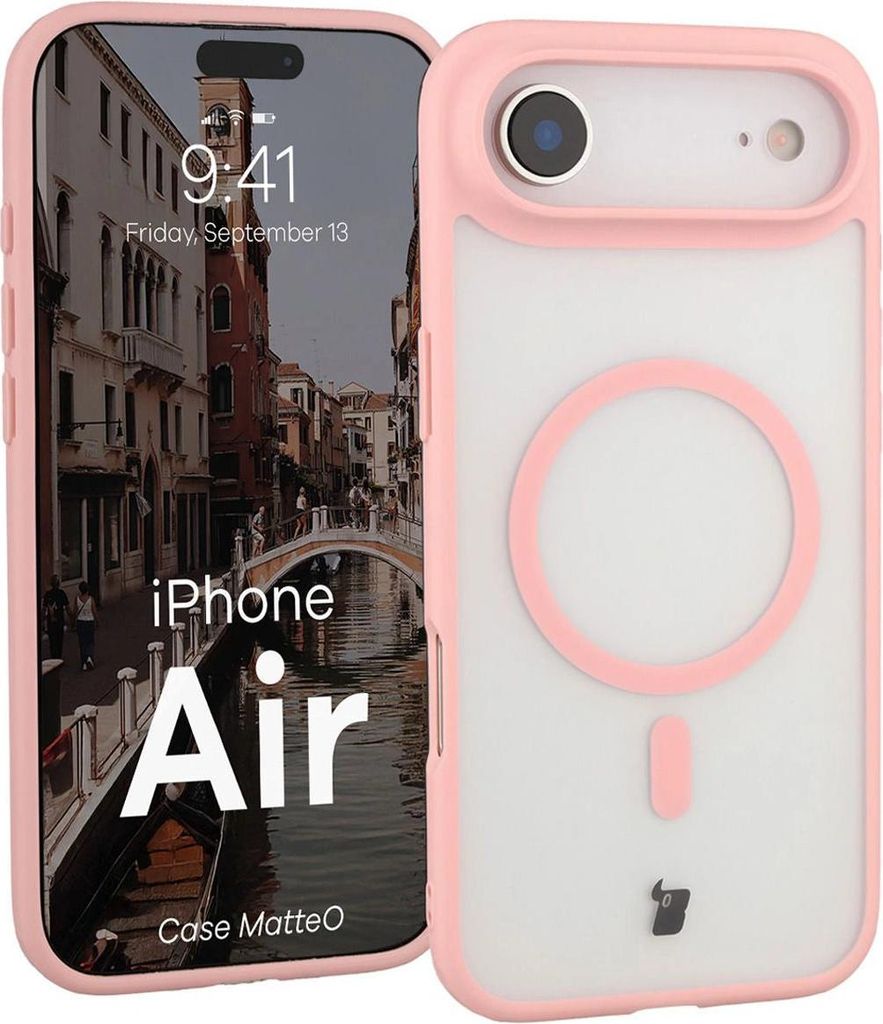 Handyhülle mit Magnetring für iPhone Air, Bizon Case MatteO, Getönt-Hellrosa